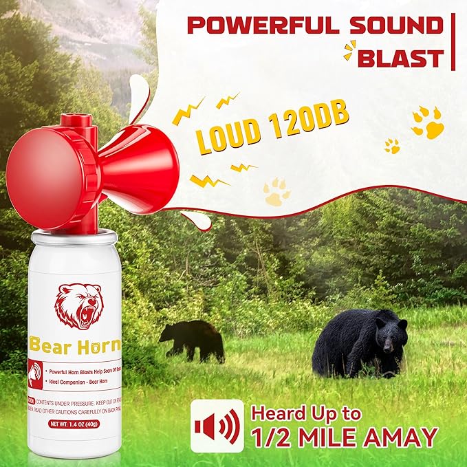 1 Pack Bear Horn to Scare Bears 1.4oz, Very Loud 120dB Bear Air Horns for Safety for Hiking, Heard Up to 1/2 Mile Away, Bear Spray Self Defense, Blow Horn to Scare Wild Animals, Bear Alarm