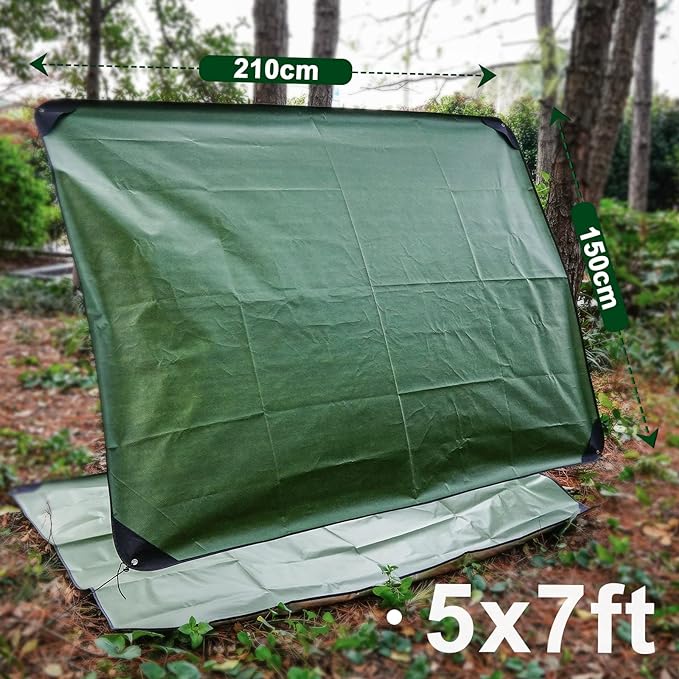 Thermal Tarp Survival Shelter Insulated Blanket Reflective 4×7 Ft, All-Weather Space Blankets Emergency Foil Mylar Thermal Blanket for Outdoor Car, Camping, Hiking and Shelter - Green