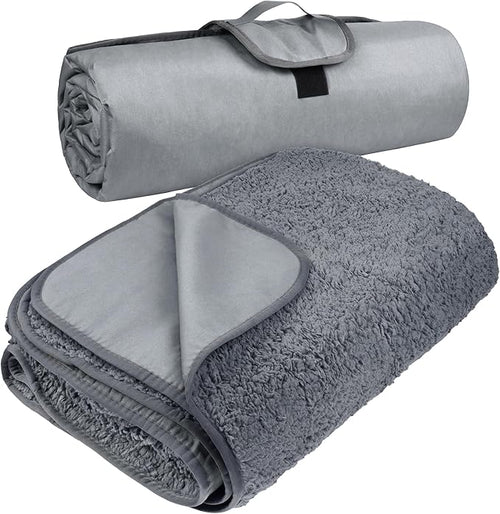 Tirrinia Outdoors Waterproof Throw Blanket, 66”x 90” Sherpa Fleece Stadium Windproof Mat for Boat, Traveling, Camping, Hiking, Football - Machine Washable