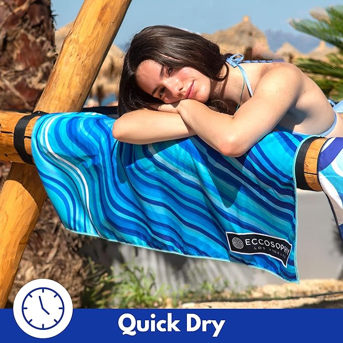 ECCOSOPHY Microfiber Beach Towel - Sand Free Towels are Quick Dry, Light Weight, Super Absorbent - Perfect Pool, Travel, Cruise, Camping Essentials - Oversized Extra Large for Adults 71x35 in