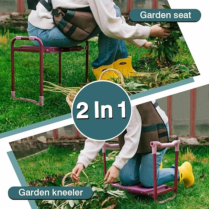 Foldable Garden Kneeler and Seat,Portable Kneeler Stool - Heavy Duty Garden Bench, Resistant Gardening Stool, Comfortable EVA Foam Cushion - Ideal for Women's Gardening, Camping...