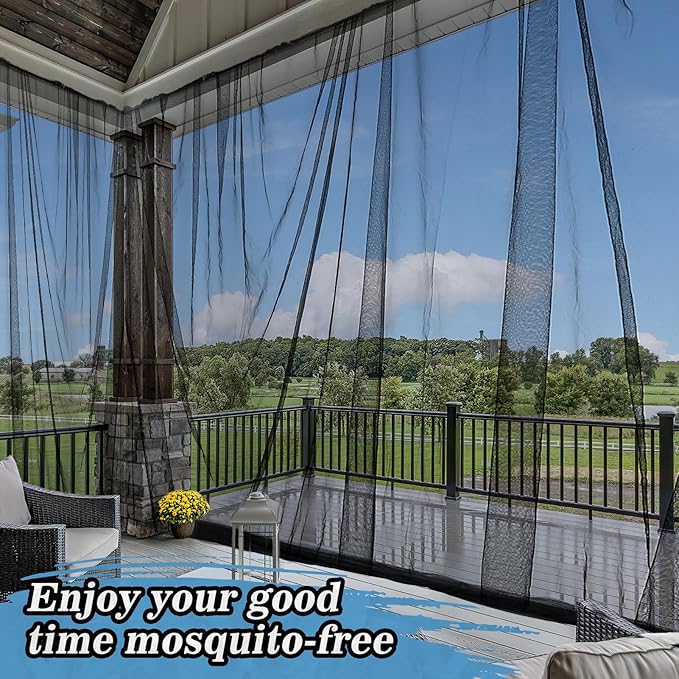 Mosquito Net for Patio - 10Ft x 33Ft for Each Garden Mesh Screen Barrier, Super Dense Patio Netting for for Balcony Porch Umbrella Fruit Tree Gazebo Canopy RV Camping, Black