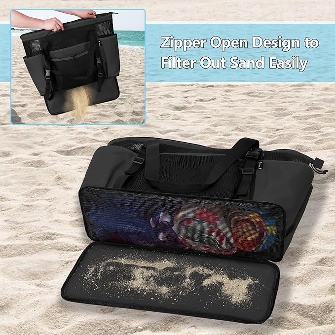 Fasrom Family Beach Tote Bag with Wet and Dry Separation Bundle with Drawstring Beach Bag Backpack with Waterproof Bag and Pocket