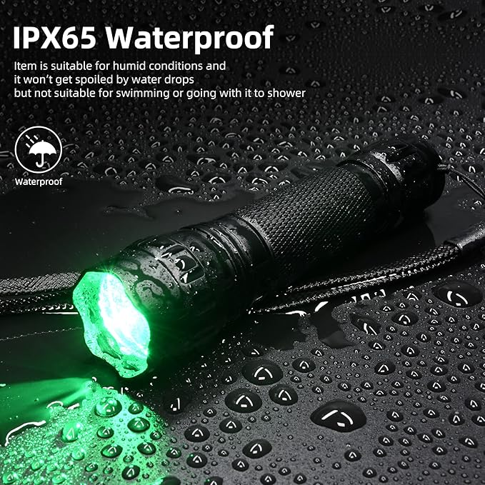 DARKBEAM Green Light Flashlight Tactical LED USB Rechargeable Zoomable Light Kit, Portable Mini Greenlight for Night Hunting, Observation, Fishing, Astronomy, Aviation, Rescue, with Clip