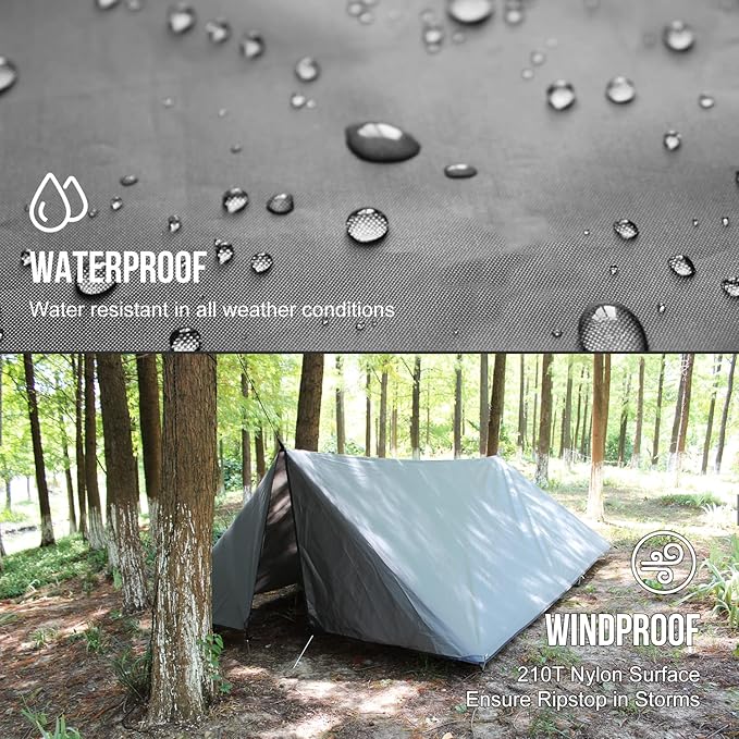 LYN Extra Large Zipper Reusable Survival Emergency Shelter Tent,Thermal Waterproof Fireproof Lightweight Bugout, with Paracord✚Stake for Camping,First Aid,Hiking&Bushcraft