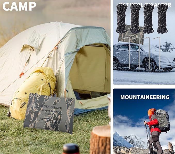 Heavy Duty Survival Blanket -Multifunctional Reflective Tarp Thermal Blanket - 60" x 83" Waterproof Sandproof for Camping Hiking Outdoors Multifunctional Emergency Blanket