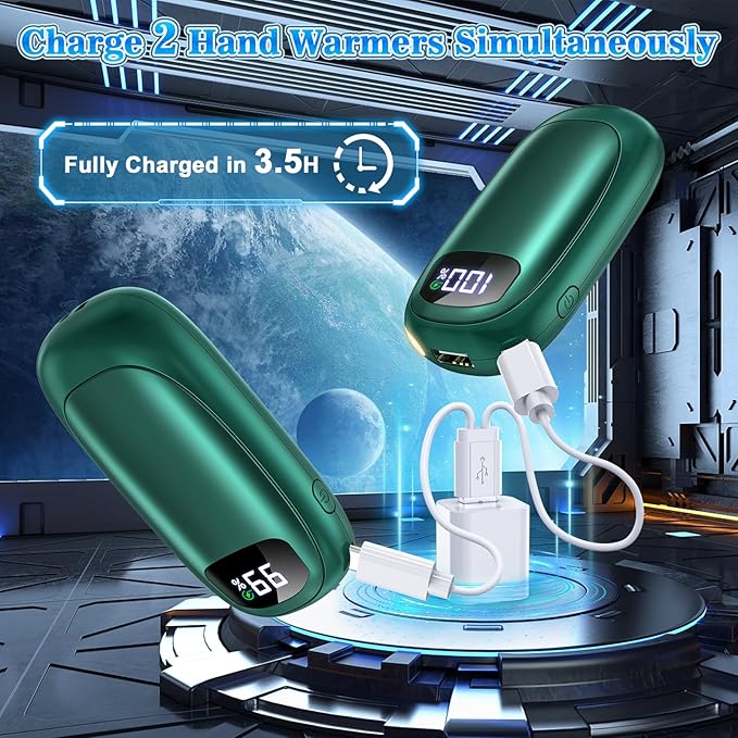 Hand Warmers Rechargeable - 2 Pack Electric Hand Warmers 14000mAh, 16 Hrs Warmth Dual-Sided Heating Max 131℉, Reusable Hand Warmers Pocket Heater for Raynauds, Hunting, Golf, Camping