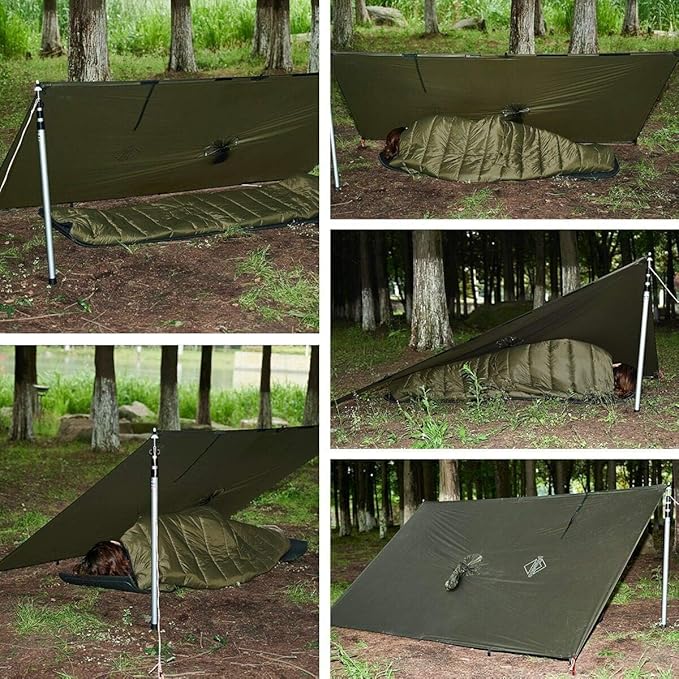 onewind Hooded Rain Poncho, Silnylon Camping Rain Coat Versatile Survival Shelter Lightweight Poncho for Hiking, Backpacking
