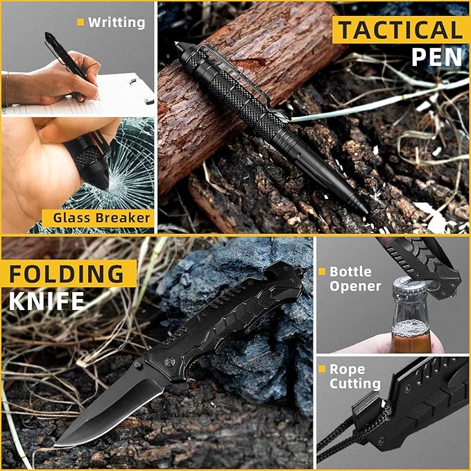 Gifts for Men Dad Husband Him, Christmas Stocking Stuffers Birthday Gifts Idea for Boyfriend Man, Survival Kit 14 in 1, Survival Gear and Equipment, Fishing Hunting Camping Accessories, Cool Gadgets