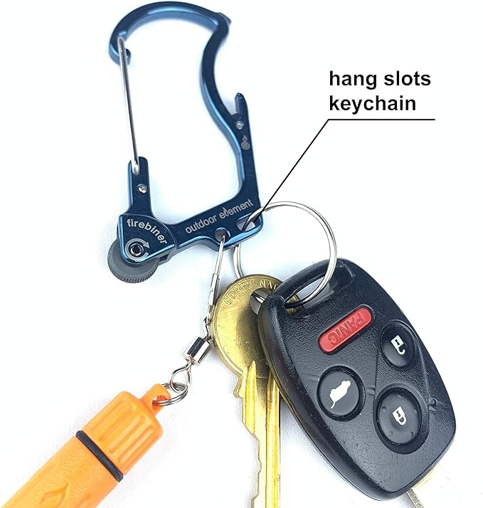 Firebiner 6-in-1 Fire-Starting Carabiner EDC Emergency Multitool -Keychain,Utility Blade,Bottle Opener,& More