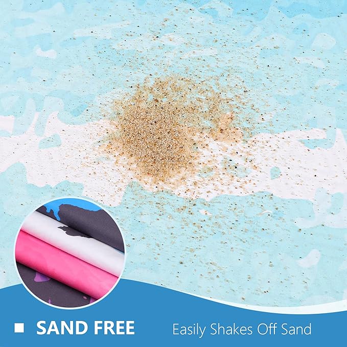 WELTRXE Microfiber Beach Towel Fast Drying, Large 63" x 31.5" Sand Free Beach Towel Adults Kids Oversized Thin Compact Lightweight Pool Towels for Swim, Travel, Camping, Picnic, Yoga, Gym, Sports