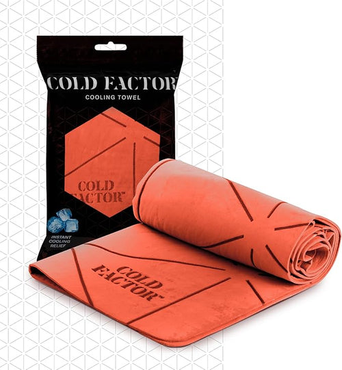 COLD FACTOR Cooling Neck Towel - PVA Premium Cooling Towel Lasting Up to 5 Hours Cooling Ice Towels for Neck and Face-Neck Cooler with UPF 50+-Soft and Machine Washable-13" x 29.5" (Orange)