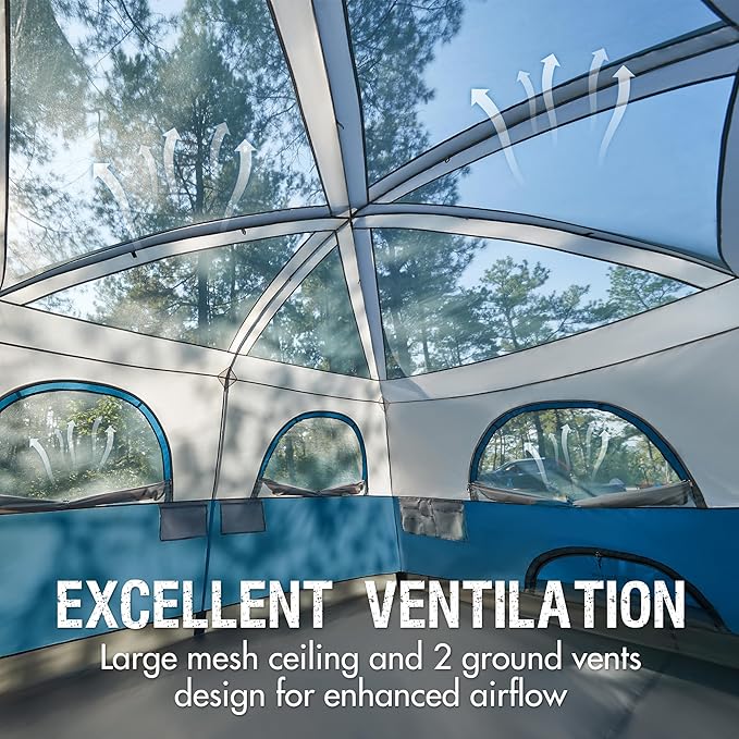PORTAL 6 | 8 | 10 Person Family Camping Tent with Porch, Big Family Camping Tent with Tall Height, Good Ventilation, Water Resitant Large Tent for Outdoor Camping, Backyard