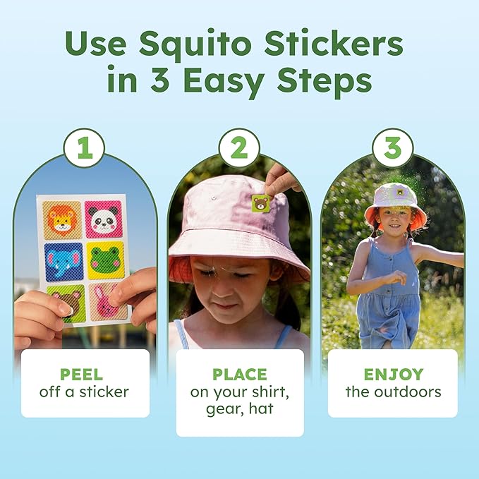 BugMD Squito Stickers Mosquito Repellent Patch Stickers for Kids (390 Stickers), Safe & Effective Insect Repellent Patches for Toddlers, Kids, Camping, Beach & Outdoor Essentials
