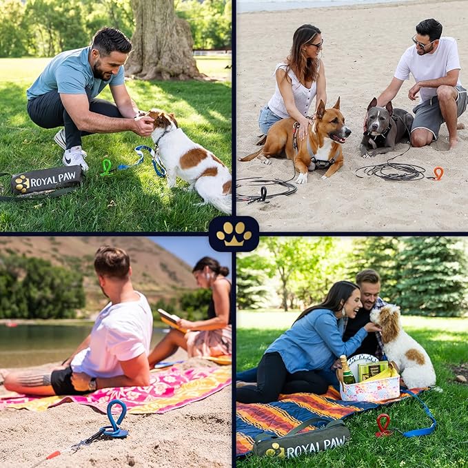 Dog Tie Out Stake - Heavy Duty Dog Stake for Large Dogs up to 210 lbs, Dog Stakes for Outside to use with Any Dog Tie Out Cable or Dog Leads for Yard (NO1-Orange) (Anchor Only)