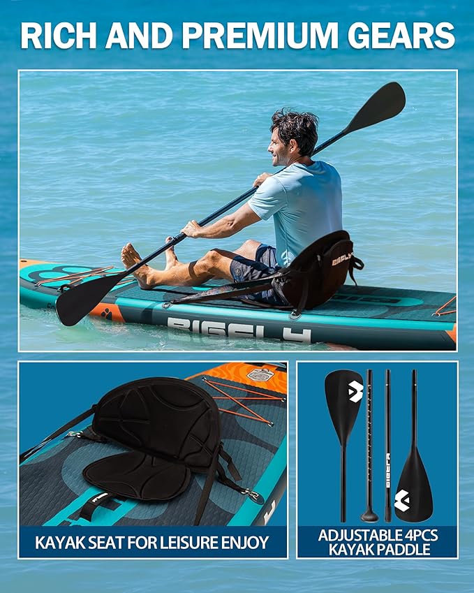 11'6×35" Super Wide Inflatable Stand Up Paddle Board, Ultra Stable Wide SUP for 2+1 People/Family/Big Size, 100L Backpack, All-Round Sup Board, US Big Fin