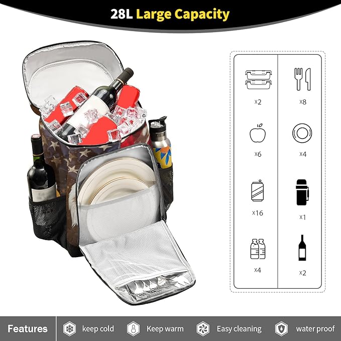 Cooler Backpack Insulated Leak Proof Beach Cooler Bag 30 Cans Waterproof Lightweight Soft Lunch Picnic Cooler for Men Women