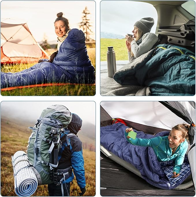 AGEMORE Cotton Flannel Sleeping Bag for Adults, Lightweight XXL Cotton Sleeping Bag for Camping Backpacking or Hiking, Water Resistant 3-4 Season Sleeping bag for Warm & Cool Weather