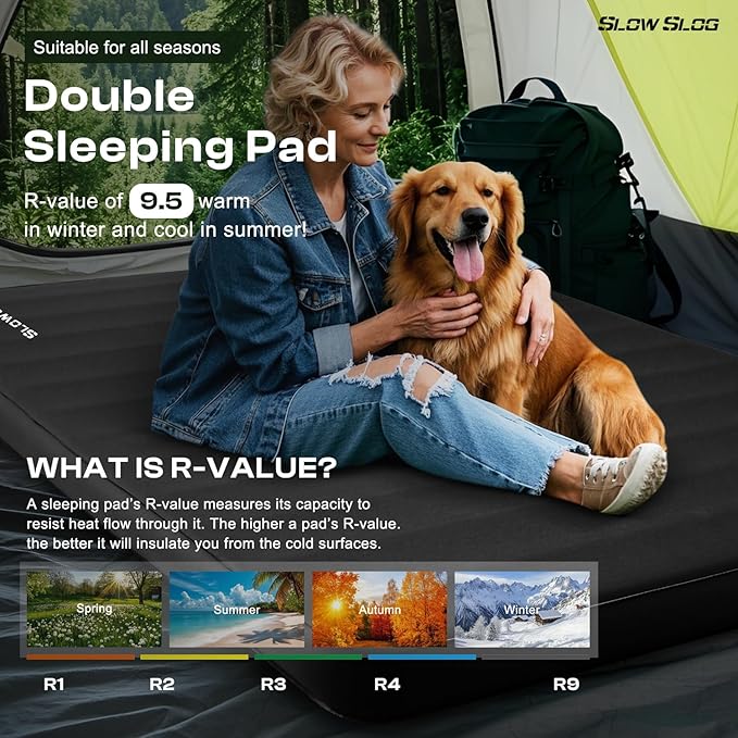 Self-Inflating Sleeping Pad with Portable Electric Pump 4in Thick Memory Foam Camping Mattress for Tent Cot & Car Travel, Fast Inflate & Deflate Camping Pad, Black