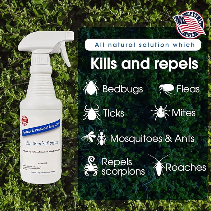 Dr. Ben’s Evictor Indoor & Personal Bug Spray | Fast-Acting Solution, Eco-Friendly & Natural Pest Defense for Home, Family, Pets & Gear - 16 Fluid Oz