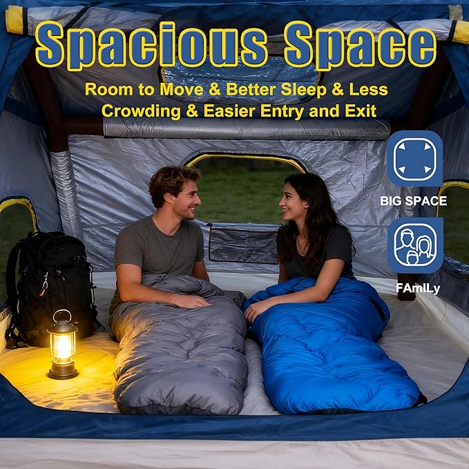 2-4 Person Inflatable Camping Tent | 60 Second Setup | 4 Season Waterproof (PU3000 Oxford) | All Weather Tent for Romantic Dates, Fall/Winter Camping, Hunting & Fishing