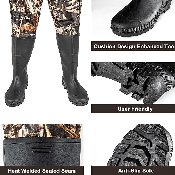 Night Cat Fishing Waders for Men Women Waterproof Hunting Chest Wader with Bootfoot Belt Breathable Lightweight Size 6 to 14
