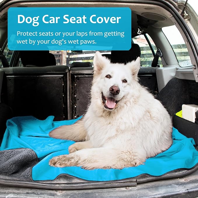 Tirrinia Outdoors Waterproof Throw Blanket, Sherpa Fleece Stadium Windproof Mat for Camping, Picnic, Traveling, Boat, Football - Machine Washable, Aqua Grey