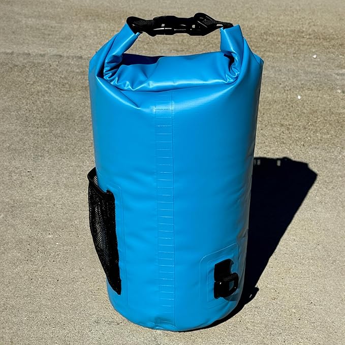 GOAP 10L Waterproof Dry Bag for Beach, Fishing, Camping, and Hiking - Rolltop Design with Crossbody Strap, Water Bottle Pocket, and Zipper Pocket