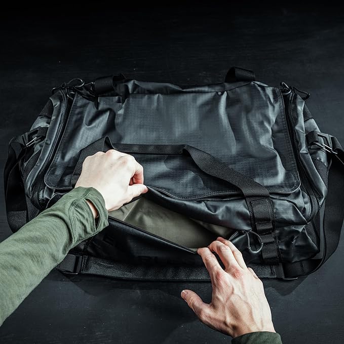 Eberlestock Hyllus Duffel Bag for Men - Durable, Water-Resistant, Small Men's Duffle Bag with Zipper Pockets, Ideal for Travel & Gym, Tactical Gear Bag, Hunting, Fishing, Camping - Dry Earth, 65L