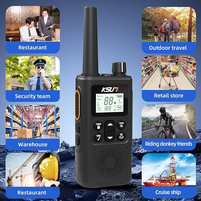 1 Pack Walkie Talkies, KSUN TFSI GZ30 Two-Way Radio Long Range with Receive Two Channels simultaneously LED Flashlight VOX LCD Display Tpye-C for Hiking Camping Trip(1 Pack)