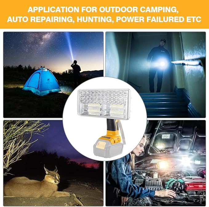 YEX-BUR 40W 4200LM LED Work Light for Dewalt 20v Battery, Handheld Flashlights Spotlight Floodlights for Men for Car Repairing, Camping, Emergency