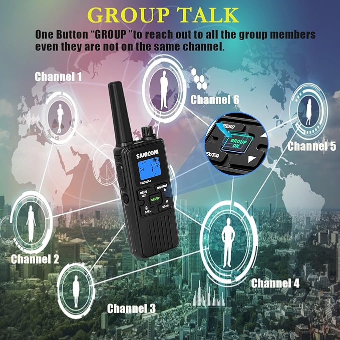 SAMCOM FRS Two Way Radios Rechargeable Walkie Talkies for Adults, 2 Way Radios Long Range 22 Channels VOX Hands Free Emergency Group Call,Portable 1250mAh with USB Charger/NOAA/Flashlight (2 Pack)