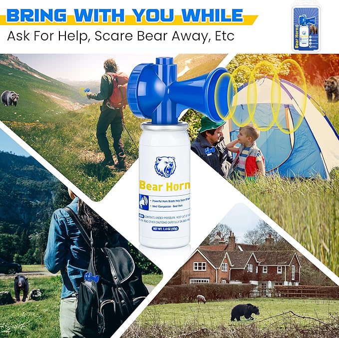 1 Pack 1.4oz Bear Horn Self Defense, Loud Air Horn for Bears, 120dB Heard up to 1/2 Mile Away, Air Horns for Safety for Wild Animals, Bear Alarm Scare Bears, Ideal for Hiking