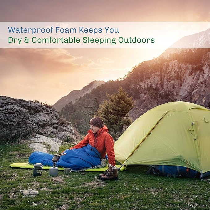 Foam Sleeping Pad for Camping - 0.75-Inch-Thick Waterproof Sleep Pad with Carry Straps for Cots, Tents, or Sleepovers by Wakeman Outdoors (Blue)