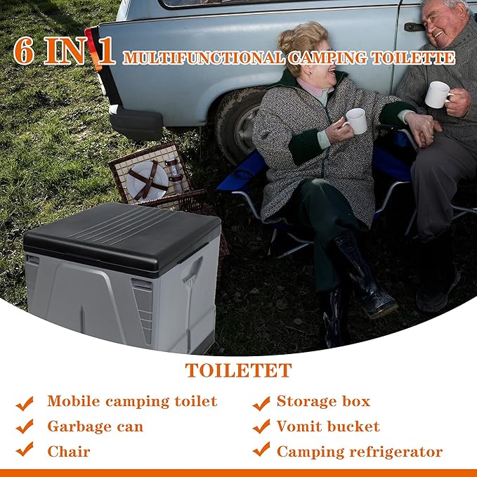 Camping Toilet, Composting Toilet with Biodegradable Bags, Portable Potty for Adults, Folding Toilet for Car Camping Hiking Long Trips Beach