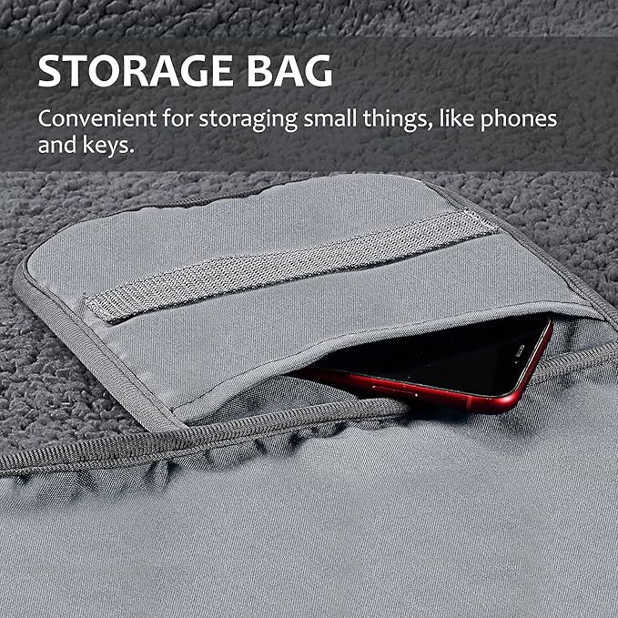 Tirrinia Outdoors Waterproof Throw Blanket, 51”x 59” Sherpa Fleece Stadium Windproof Mat for Boat, Traveling, Camping, Hiking, Football - Machine Washable, Light Grey