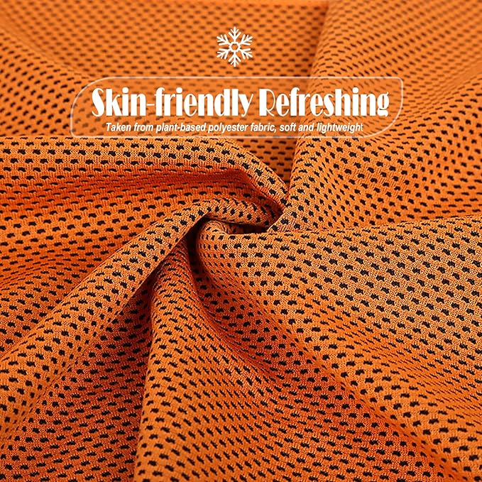 10 Pack Cooling Towels Bulk Microfiber Ice Towel Quick Dry Breathable Chilly Sweat Towel Stay Cool Towel for Neck Face Yoga Gym Workout Running Pilates Beach with Carabin Bag, 40x12'', Orange