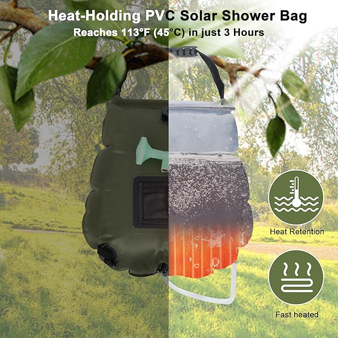 SYITCUN Camping Shower Bag 5 Gallon,1/2/4 Pack Portable Solar Shower Bag,Camping Shower Kit with Hose,On-Off Switchable Head for Beach,Swimming,Travel,Hiking