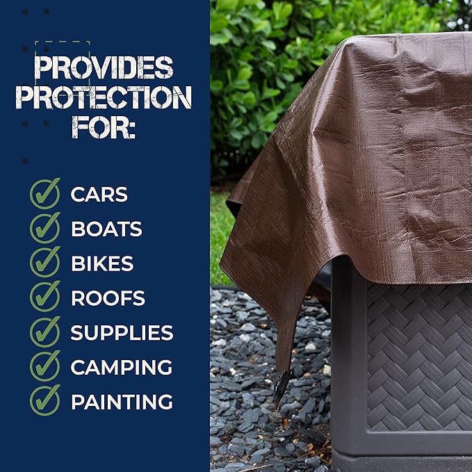 Tent Footprints Tarp Cover Brown/Silver Heavy Duty Thick Material Water Proof Tear Proof UV Resistant Reinforced Edges for Camping Boat Tent RV or Pool Cover Tent Footprints 20x30