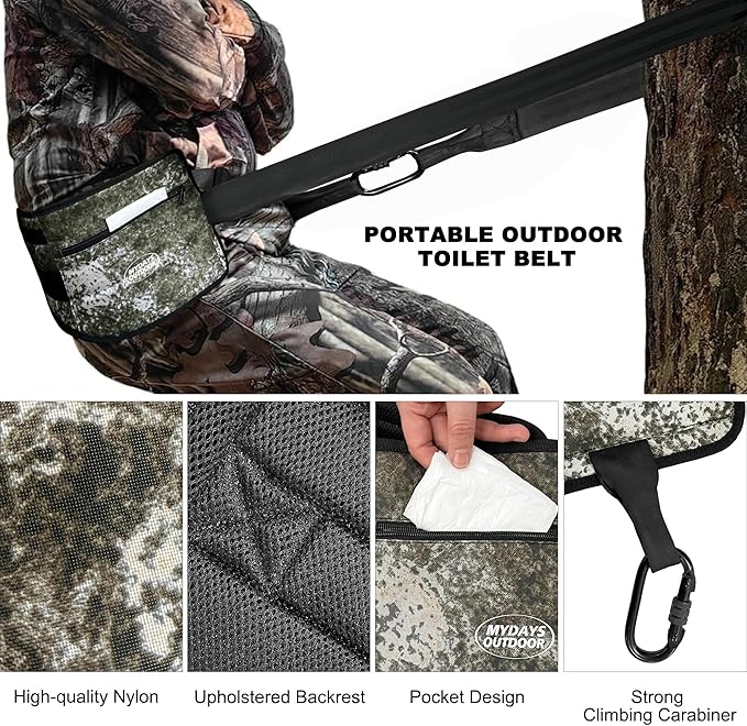 MDSTOP Portable Outdoor Toilet Solution, Durable & Versatile Strap with Buckle, Relieve Leg Fatigue and Free your Hands, Suitable for Camping, Hiking, Fishing, Hunting