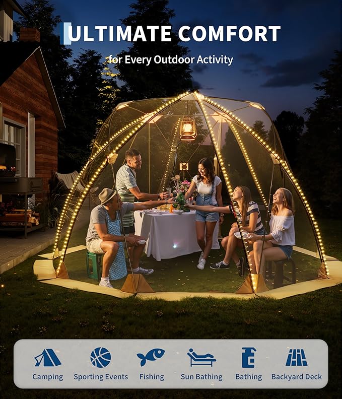 10x10 Ft Outdoor All Weather Pop Up Tent, 6-8 Person Instant Tent Shelter, Rainproof Camping Sun Shelter Coldproof & Windproof for Patio, Backyard, Deck, Sports Events