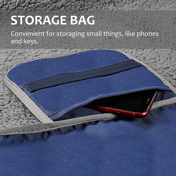 Tirrinia Outdoors Waterproof Throw Blanket, Sherpa Fleece Stadium Windproof Mat for Camping, Picnic, Traveling, Boat, Football - Machine Washable, Navy
