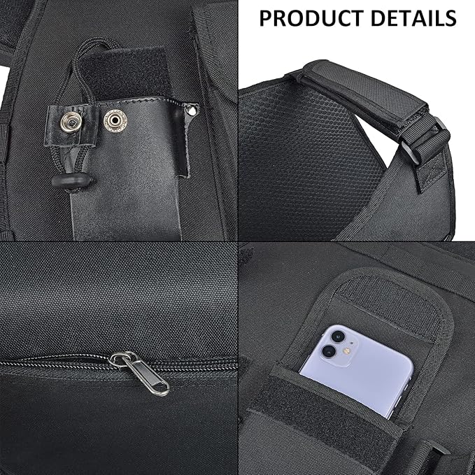 Heavy Duty Radio Harness Holder, Tactical Chest Tool Pag Front Pounch Holster Pack for Baofeng UV5R Motorola Talkabout Yaesu Kenwood Two Way Radio Walkie Talkie