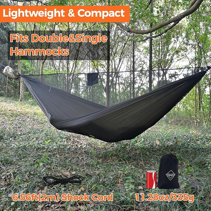 onewind Hammock Mosquito Net, Single & Double Camping Hammock Bug Netting, No See Ums Net 360 Degree Insect Protection, Alternative for Onewind Bottom Entry Hammock