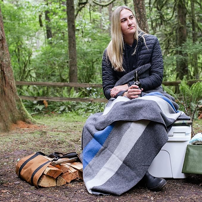 Arcturus Patterned Wool Blankets - 4.5lbs Warm, Heavy, Washable, Large | Great for Camping, Outdoors, Sporting Events, or Survival & Emergency Kits
