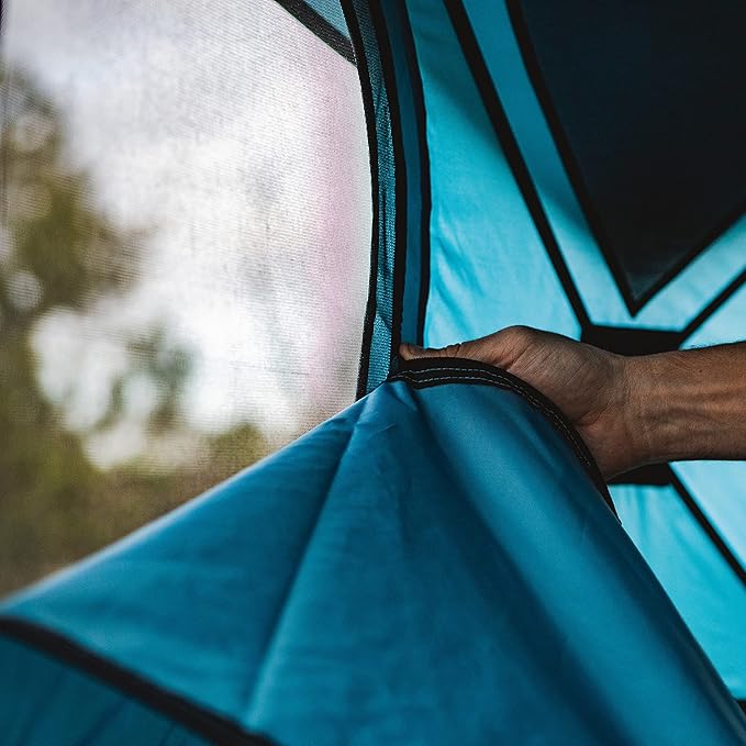 Gazelle Tents™ T3X Hub Tent Overland Edition, Easy 90 Second Set-Up, Waterproof, UV Resistant, Removable Floor, Footprint, 3-Person, Pacific Blue, 68" x 76" x 82", GT302PB