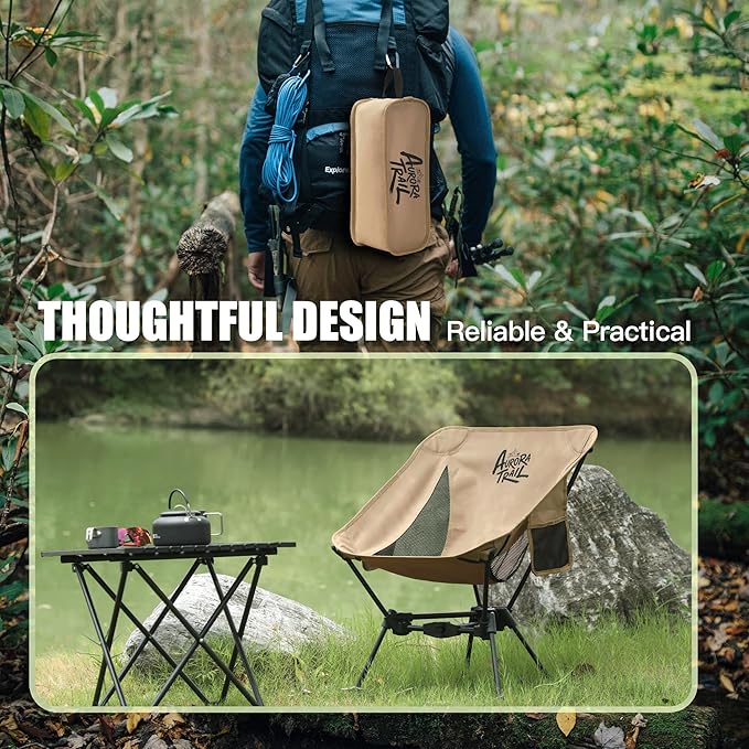 Ultralight Backpacking Chair,Compact Folding Camping Chair,Supports 300lbs,Portable Travel & Hiking Chair,Lightweight Design,Perfect for Hiking Gear, Picnics and Traveling