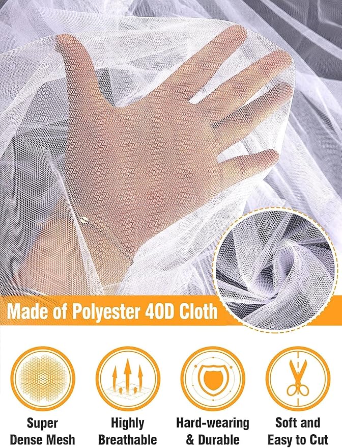 Mosquito Net for Patio - 10Ft x 65Ft for Each Garden Mesh Screen Barrier, Super Dense Patio Netting for Balcony Porch Umbrella Fruit Tree Gazebo Canopy RV Camping, White