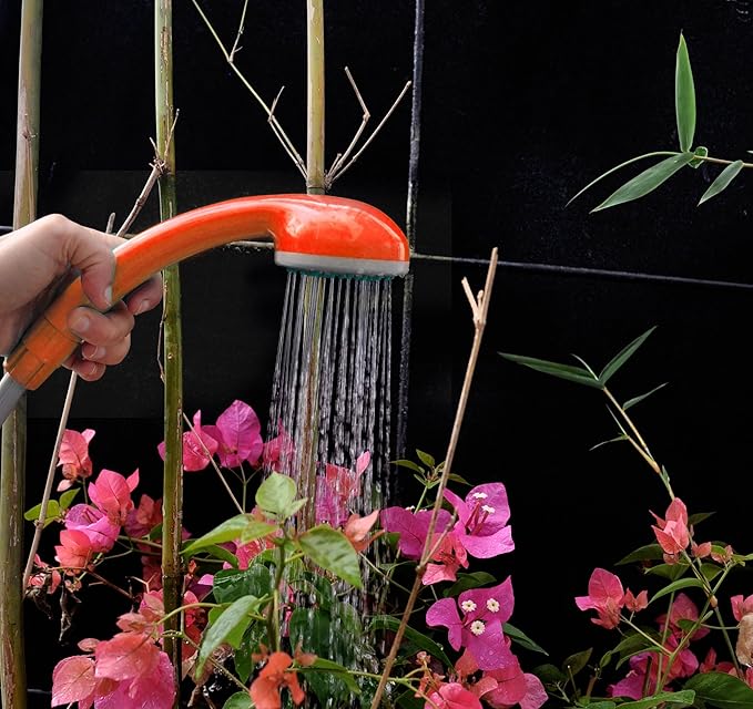 Ivation Portable Outdoor Shower, Battery Powered - Compact Handheld Rechargeable Camping Showerhead - Pumps Water from Bucket Into Steady, Gentle Shower Stream