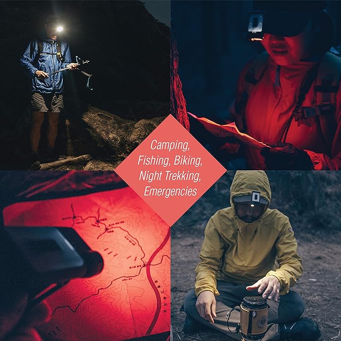 Claymore Capon 65A+ (Tan) - LED Rechargeable Clip-On Cap Headlamp, Lightweight Hat Light for Camping, Running, Hiking, Emergency & Industrial Use, Waterproof, USB-C, Up to 19 Hours of Battery Life.